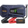 NACKEO Booster Avviamento Auto, 8000A Avviatore Batteria Auto con Compressore 160PSI(Fino 12.0L Diesel/ALL Gas), Starter Batteria Auto Al Litio 12V, Avviatore Emergenza Per Auto con Torcia a LED, LCD