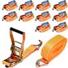 maXpeedingrods 10Pcs 5000kg Cinghie di ancoraggio con gancio 10m | Cinghia Di Fissaggio, EN 12195-2 Cinghia Di Tensione professionali con Cricchetto e Gancio, due parti 50mm