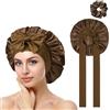 ACWOO Cuffia Seta Capelli Ricci, 3 PCS Berretto di Seta Donna, Berretto da Notte Raso Elastico, Cuffia Capelli Ricci Notte con Nastri Regolabili per Protezione dei Capelli Ricci Lunghi
