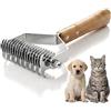 Generico Spazzola per Gatti e Cani in Legno e Acciaio Inox 18,5 x 8,3 cm pettine per gatti, cardatore sottopelo per Rimozione Nodi e Grovigli