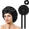 ACWOO Cuffia Seta Capelli Notte, Berretto di Seta Donna, Berretto da Notte Raso Elastico, Cuffia Capelli Ricci Notte con Nastri Regolabili per Protezione dei Capelli Ricci Lunghi, Rosa
