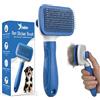 Candure Spazzola Autopulente per Cani e Gatti, Spazzola Professionale per Pelo Lungo e Corto, Setole in Acciaio Inox, Rimuove Nodi, Sottopelo e Pelo Morto, Accessori Toelettatura (Azzurro Cielo)