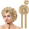ACWOO Cuffia Seta Capelli Ricci, 2 PCS Berretto di Seta Donna, Berretto da Notte Raso Elastico con 2 Elastici, Cuffia Capelli Ricci Notte con Nastri Regolabili per Protezione dei Capelli Ricci Lunghi