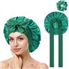 ACWOO Cuffia Seta Capelli Ricci, 3 PCS Berretto di Seta Donna, Berretto da Notte Raso Elastico, Cuffia Capelli Ricci Notte con Nastri Regolabili per Protezione dei Capelli Ricci Lunghi