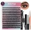 Mayhug Ciglia Finte Ciuffetti 3D Effetto Kit Extension Ciglia 144pcs Ciuffetti Ciglia Finte Per Principiante D Curl Extension Ciglia 8-18mm Kit Ciglia Extension con Bond e Seal Ciglia(Prism Kit)