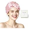 Townssilk Cappello da Notte in Seta di Gelso 100% 16 Momme per Donna - Doppio Strato, Protegge i Capelli - Rosepink