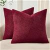 Topfinel 2 Fodere Cuscino Velluto a Coste, 60x60 cm, Rosso Bordeaux | Velluto a Coste, Cerniera Nascosta Camera, Letto Poltrona Morbide, Resistenti quadrate arredo moderno Completo da due pezzi