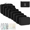 ZOVRIXIA Organizer Valigia 15 Pezzi Set, Packing Cubes e Divisori Accessori Viaggio | Kit Salvaspazio con Porta Scarpe, Organizer Intimo e Beauty Case, Tessuto Impermeabile per Trolley e Armadio, Nero