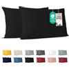 Dreamzie - Federa Cuscino 30x50 cm - Set da 2-100% Cotone - Nero | Certificato Oeko-Tex · Cerniera · Jersey · 150 g/m² · Traspirante · Lavabile · Morbida · Copricuscino per Divano e Letto