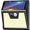 LOTMOS Luce Solare Led Esterno, 176 LED Faretti Solari a Led da Esterno con Sensore di Movimento, IP65 Impermeabile 3 Modalità Luci Lampada Solare da Esterno per Giardino Garage Parete, Bianco Freddo