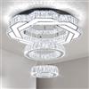 FRIXCHUR 22,4" moderno lampadario di cristallo, lampadario a LED, anello rotondo, plafoniera da incasso per soggiorno, camera da letto, sala da pranzo (bianco freddo)