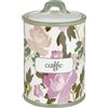 Baroni Home Barattolo Caffè Decorato in Ceramica con Coperchio Ermetico, Accessorio da Cucina Colorato Resistente, Linea Rose, 11x11x17 cm