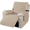 Ystyle Copripoltrona Relax Reclinabile Grande 1 Posto, Beige | Copridivano 1 Posto Elettrica Salvadivano Antigraffio, Copri Poltrona Elettrica Reclinabile con Braccioli con Fascia Elastica