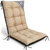 Amazinggirl Cuscino Sdraio da Esterno - 50x120 cm Cuscini per Sedie | Giardino Schienale Alto Poltrona Imbottitura Spessa 10 cm Lacci · Beige