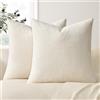 Topfinel Federe Cuscini Divano 50x50 cm Set Di 2 Color Crema, In Morbido e Soffice Tessuto Ciniglia, cuscini per divano, Decorazione Moderna Soggiorno, Letto, Giardino, Balcone e Sedia.