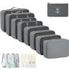 ZOVRIXIA Organizer Valigia 15 Pezzi Set, Packing Cubes e Divisori Accessori Viaggio | Kit Salvaspazio con Porta Scarpe, Organizer Intimo e Beauty Case, Tessuto Impermeabile per Trolley e Armadio, Grigio