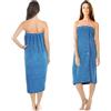 Jokisa Kilt da sauna da donna, asciugamano da sauna con bottoni, in microfibra da 400 g/m², con tasche e elastico, adatto per sauna, bagno, piscina (blu medio)