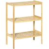 HOMCOM Scaffale Multiuso 3 Ripiani in Bambù 62x33x80cm Colore Naturale | Salvaspazio, Mensola per Bagno Salotto e Cucina, Facile da Montare