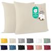 Dreamzie - Federa Cuscino 30x30 cm - Set da 2-100% Cotone - Beige | Certificato Oeko-Tex · Cerniera · Jersey · 150 g/m² · Traspirante · Lavabile · Morbida · Copricuscino per Divano e Letto