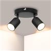 Ketom Faretti LED Soffitto GU10, Faretto LED Interno Orientabile 2 Luci | Binario Faretti Soffitto Nero, Moderno Lampadario Faretto Cucina, Faretti da Soffitto, Rotondo, Senza Lampadina