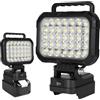 AUAUY Faro LED Ricaricabile per Makita Batteria 18V, Faretto 105W 6800LM | Due Porte USB, Modalità 2 Luminosità, per Garage, Emergenza, Pesca, Senza Batteria