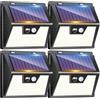 LOTMOS 4 Pezzi Luce Solare Led Esterno, 176 LED Faretto LED da Esterno con Sensore di Movimento, IP65 Impermeabile 3 Modalità Luci Lampada Solare da Esterno per Giardino Garage, Bianco Freddo