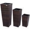 CASARIA Deuba CASARIA® Set di 3 Vasi da Fiori in Polyrattan Intrecciato con Sottovaso e Foro Deflusso Acqua Richiudibile Vaso per Piante Effetto Rattan da Esterno Giardino Fioriere Fioriera