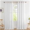 PONY DANCE Tende Bianche Semitrasparenti con Anelli Tende Lino 2 Pezzi | L140 x A260 cm, Filtro Luce, Privacy, per Soggiorno, Aspetto Elegante, Traspirabilità, Decorazione, Linen Curtains
