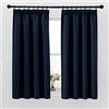 PONY DANCE Tende Oscuranti Termiche Isolanti Corte per Interni | per Camera da Letto, per Finestre Piccole, Blackout, per Cucina, con Fettuccia, Privacy, 2 Pezzi L 140 x A 160 CM, Blu Scuro