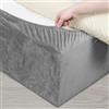 DUJUIKE Mantovana Giroletto Vestiletto Coprirette, Mantovana in velluto riccio per divano letto, Protezione Del Giroletto, Trasforma una base per letto(Grigio Chiaro, King Bed Width:200-210cm)