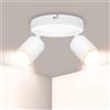 Ketom Faretti LED Soffitto GU10, Faretto LED Interno Orientabile 2 Luci | Binario Faretti Soffitto Bianco, Moderno Lampadario Faretto Cucina, Faretti da Soffitto, Rotondo, Senza Lampadina