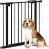 PawHut Cancellino per Cani Larghezza Regolabile Fino 80 cm, Nero | Cancello per Cani e Animali Domestici, Fissaggio a Pressione Senza Fori, Chiusura Automatica