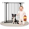 WOLTU Cancelletto per Bambini in Metallo, Cancello per Scale e Porte 75-87 cm, per Cani, Apertura Bidirezionale, Serratura Doppia, Montaggio con o senza Fori, Nero