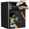 WASJOYE 70L Cassaforte per Deposito, Casseforti da incasso (40 * 35 * 52CM) | con serratura digitale e antifurto, cassetta di sicurezza con funzione di allarme, slot safe box per contanti ufficio casa