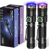 DARKDAWN Torcia UV 365nm e 395nm Ricaricabile USB, Lampada di Wood Luce Nera, Ultravioletta LED Torce Portatile Mini Zoomabile, Rivelatore di Urina, Banconota, Ambre, Polimerizzare la Resina, 2 pezzi