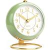 Azxb Sveglia analogica, piccola orologio da scrivania retrò con luce notturna, design semplice e carino, silenziosa, alimentata a batteria, orologio retroilluminato per camera da letto, viaggi, cucina