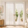 Deconovo tende a Vetro per Porta Finestra in lino, 2 Pannelli, 60x150 cm | Semitrasparenti, Moderne ed Elegante, in Tessuto 15% Lino, con Tasca, per Cucina, Soggiorno e Sala da Pranzo, Bianco Naturale