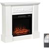 HOMCOM Camino Elettrico con Cornice ed Effetto Fiamma Realistico Bianco | Caminetto Elettrico da Incasso 1800W, Stufa con Riscaldamento Regolabile, Termostato, Timer, Telecomando, per Soggiorno