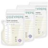 COZYPEPE 50 Pezzi Sacchetti Latte Materno, Sacchetti Per Latte Materno da 250ml con Beccuccio per Versare, per Conservare il Latte Materno, con Rilevamento Della Temperatura, Sacchetti Singoli Senza BPA