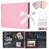 DazSpirit Album Fotografico Scrapbooking, 80 Pagine Nere, Portafoto DIY, Rosa | Album Fotografico Rosa Fai Da Te Con 80 Pagine Nere, Portafoto Per Scrapbooking, Foto Creative E Libro Dei Ricordi