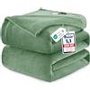 WAVVE Plaid Coperta Pile di Flanella 260gsm - 230x270 cm, Verde - Coperta Grande 270x230, Divano/Letto Matrimoniale, Calda e Morbida, Grigia