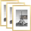 upsimples Confezione da 3 Cornici portafoto, Cornice A3 29,7x 42 cm Oro | Con Supporto Orientamento Orizzontale o Verticale, Cornici per Ppuzzle, Parete, Poster, Diploma Universitario