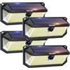 TECKNET Luce Solare LED Esterno, 495 LED, Illuminazione a 300° | Faretto LED da Esterno Solare, Impermeabile IP66, Lampada Solare da Esterno, per Giardini, Garage, Terrazze
