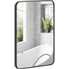 HOMCOM Specchio Bagno 60x80cm in Vetro Specchio da Parete Moderno Nero | Cornice in Metallo, Montaggio Verticale/Orizzontale, per Camera da Letto, Ingresso, Soggiorno