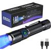 DARKDAWN Torcia UV 365nm Luce Nera ，Mini USB Ricaricabile Ultravioletta LED Blacklight ，Woods Lampada Potente Portatile Rilevatore per Macchie di Urina Animali Domestici, Scorpioni, Resina