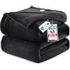 WAVVE Plaid Coperta Pile di Flanella 260gsm - 220x240 cm, Nero - Pled Divano Pelosa Letto Matrimoniale King 240x220 - Copridivano di Microfibra Calda e Morbida