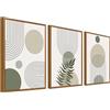 HALFLEMART 3Pcs Stampa su Tela Con Cornice Boho Astratto Verde Salvia Pittura Quadri su Tela Poster da Parete Linea Geometrica Beige Verde Quadri Moderni Soggiorno Camera da Letto Stampe da Parete 30x40cm x3pcs