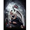HUASHUZI diamond painting angelo nero ali gotica donna halloween scheletro diamanti painting kit arte pittura diamante foto ricamo punto croce per adulto foto decorazioni