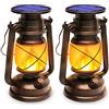 KINGLEAD Lanterna Solare da Esterno Vintage 2 Pezzi, KINGLEAD Lanterne da Esterno Solare Impermeabile IP65 Lanterna LED Retrò Fiamme Effetto Dimmerabile Lanterna Campeggio
