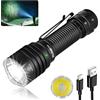 Wurkkos TS23 Torcia Led Ricaricabile, 5000 Lumen Torcia LED Potente | Portatile Torcia Tattica Militare,9 Modalità IP68 Impermeabile Lampada Portatile Flashlight Per Campeggio Emergenza-black